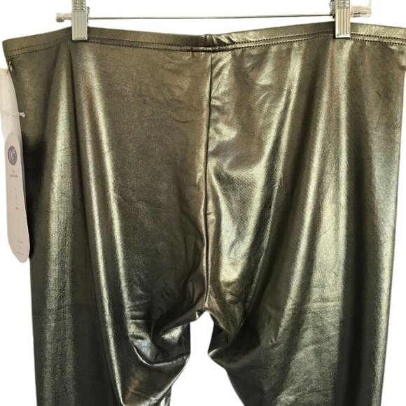 Diane Gilman DG2 Plus Size 1X Leggings Silver Metallic Gray Stretch Y2K Mob Wife - Picture 5 of 10